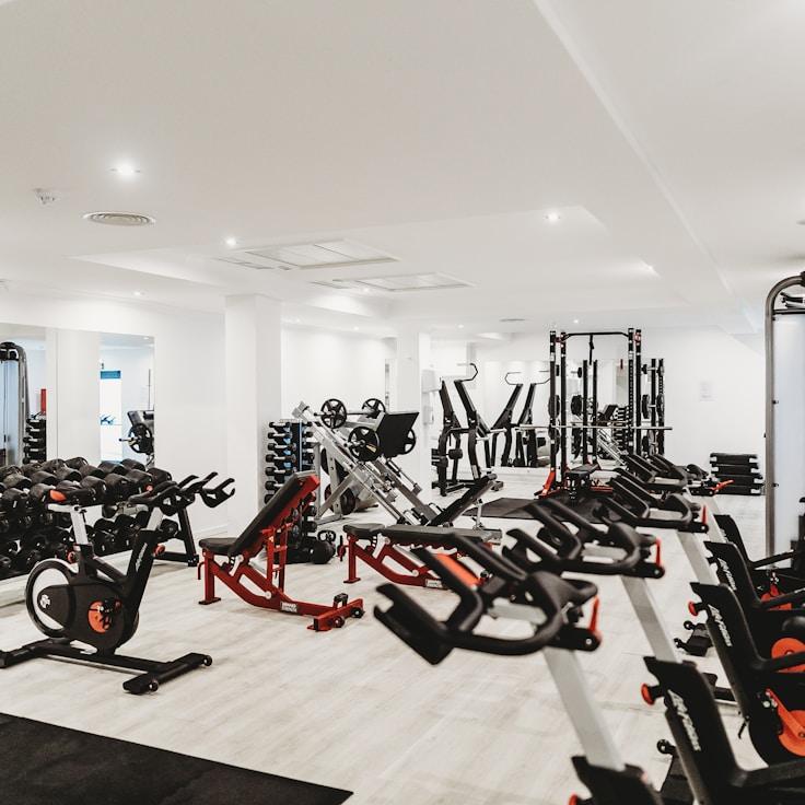 Modern gym interior with professional training equipment